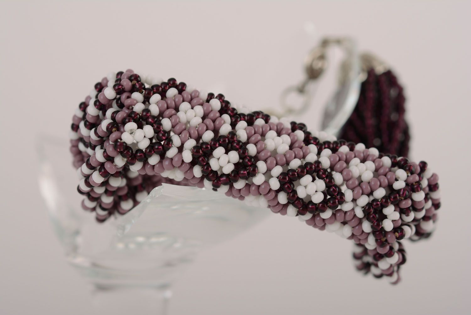 Woven beaded bracelet Lilac photo 2