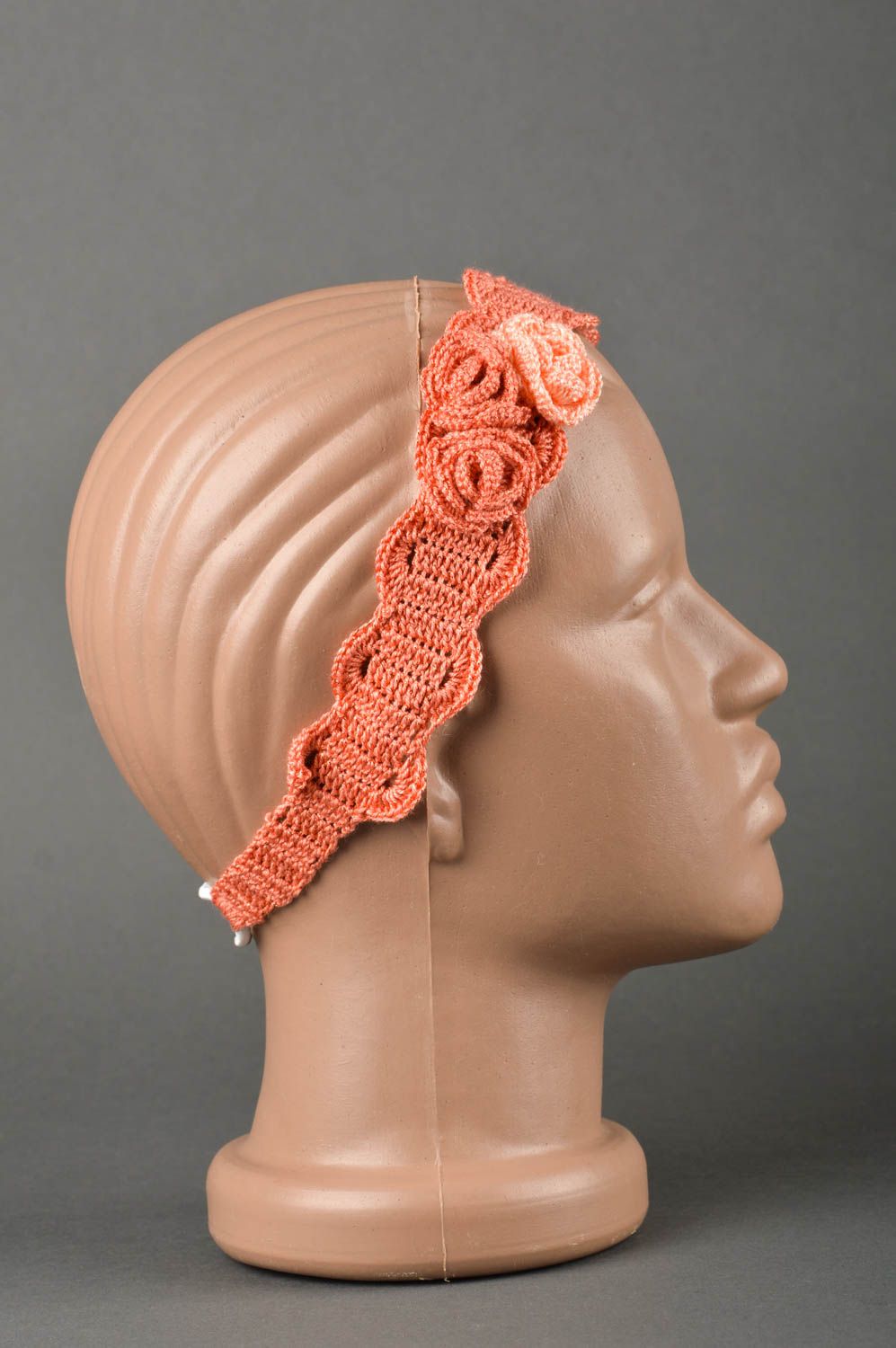 Banda para el cabello hecha a mano naranja regalo para niñas accesorio tejido foto 2