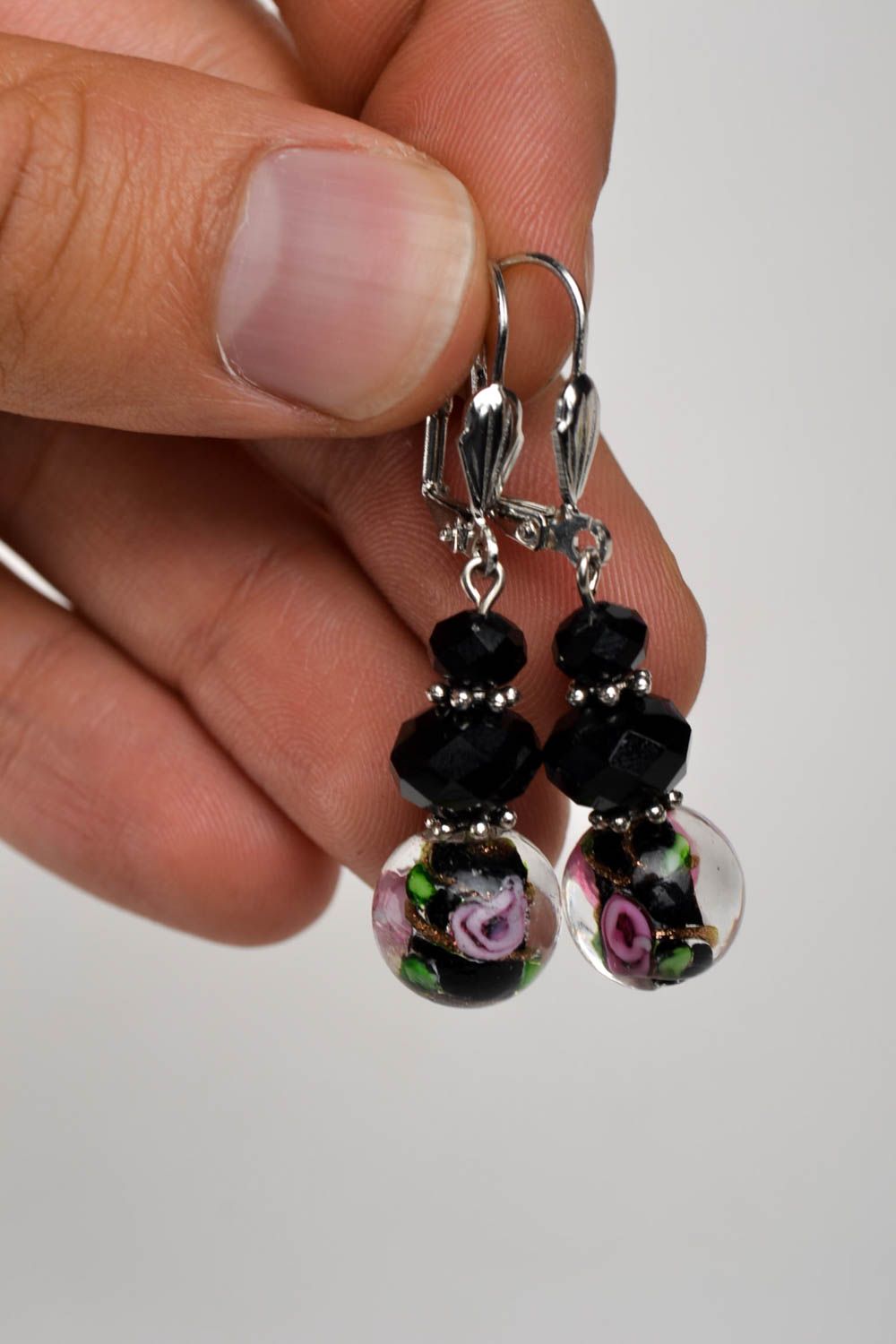 Handmade designer elegant earrings unusual stylish earrings resin jewelry photo 5