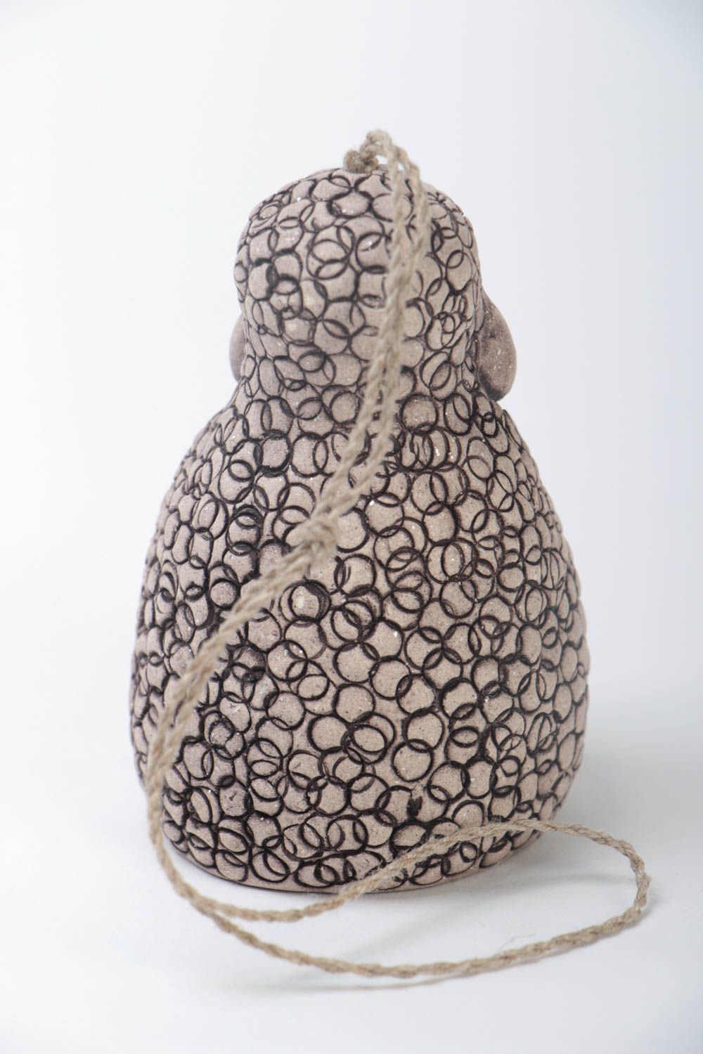 Deko Glöckchen aus Ton in Form von Schaf aus Keramik öko rein handmade bemalt foto 3