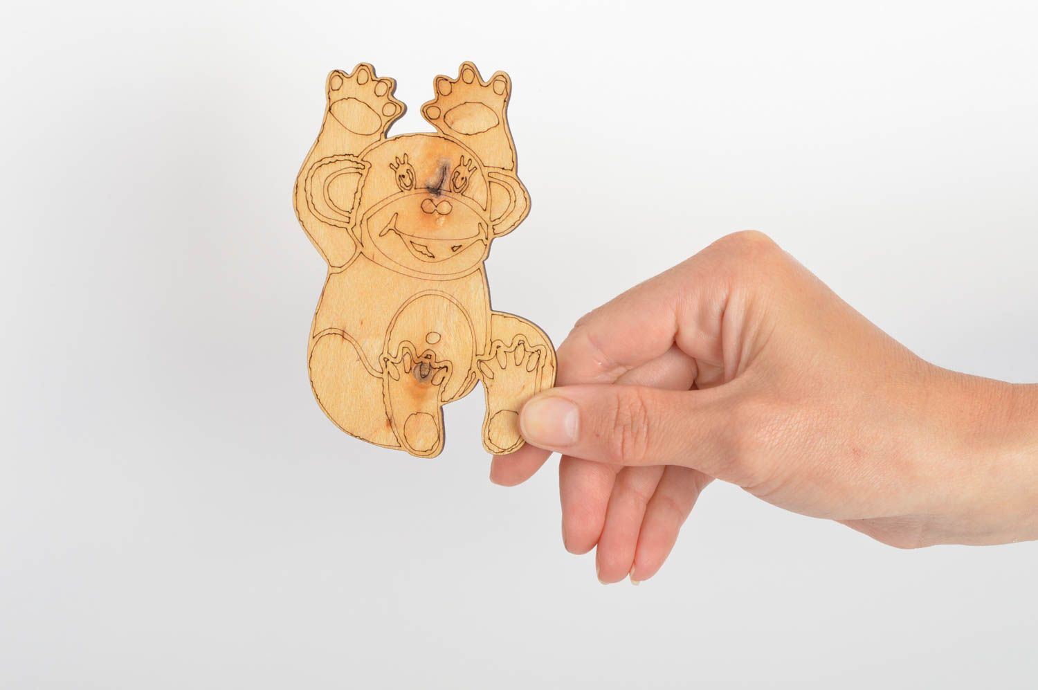 Sujet à décorer en bois brut fait main figurine de singe plate pour serviettage photo 5
