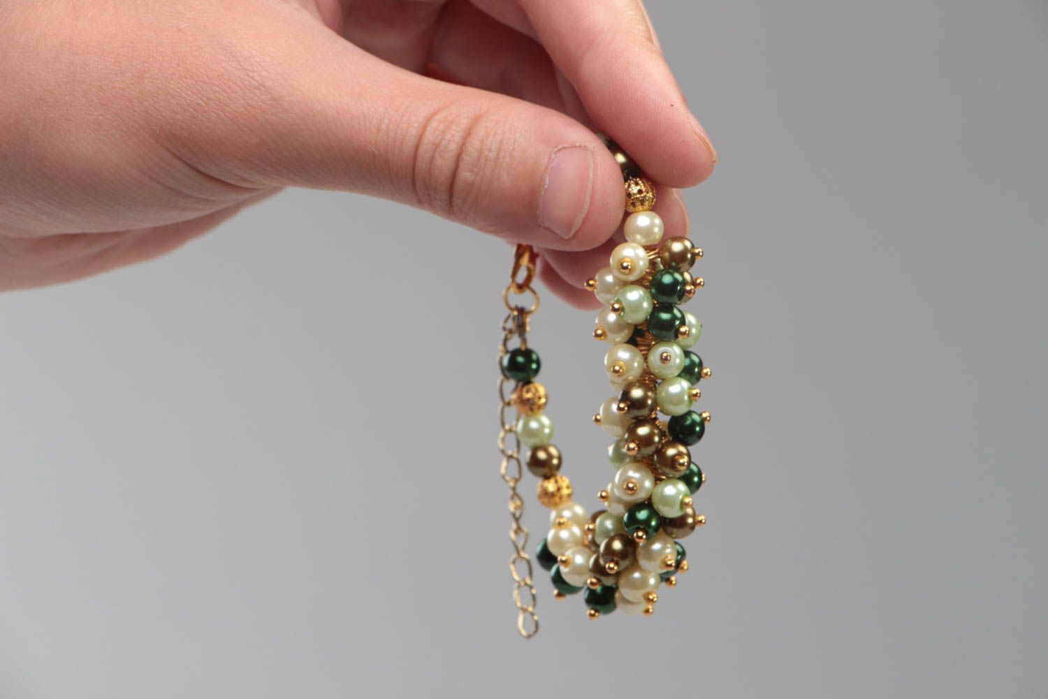 Bracelet en perles céramiques multicolore fait main sur chaîne pour femme photo 6