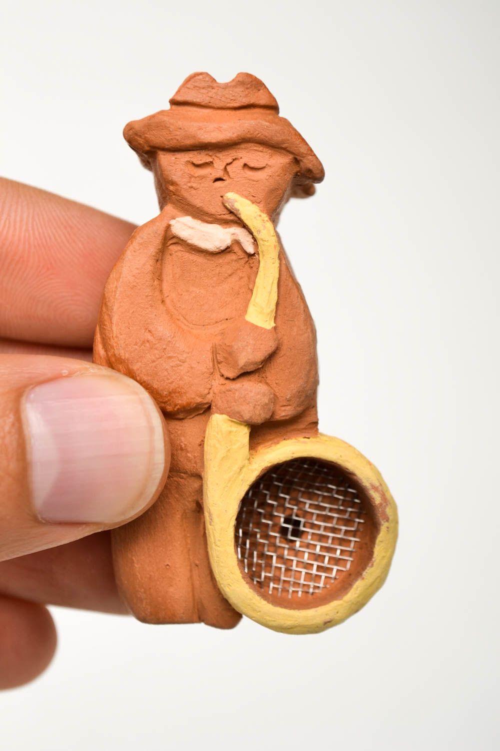 Smoking clay accessory handmade smoking pipe unusual pipe designer gift for men photo 2