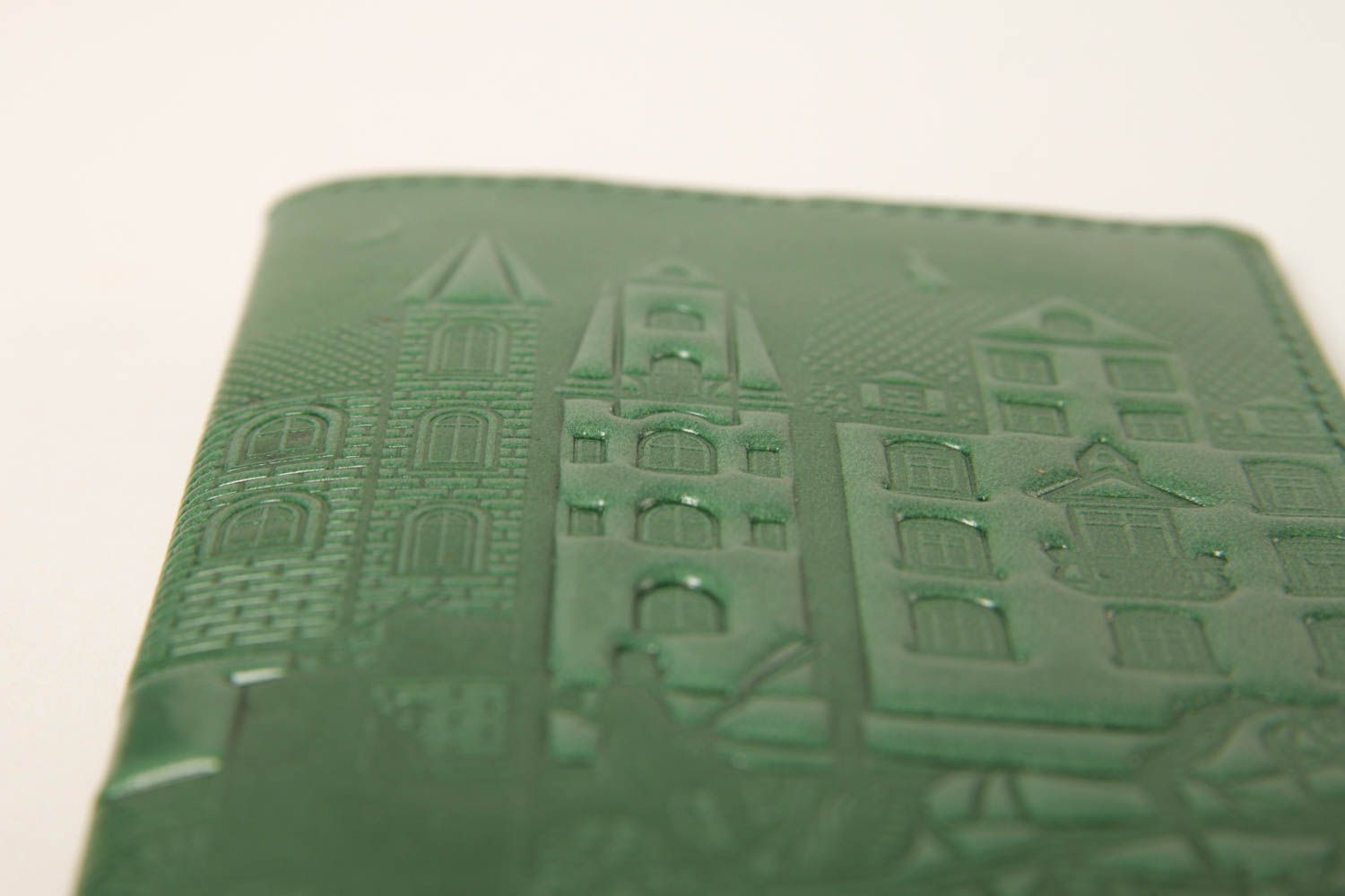 Аксессуар из кожи хенд мейд зеленая обложка на паспорт оригинальный подарок фото 4