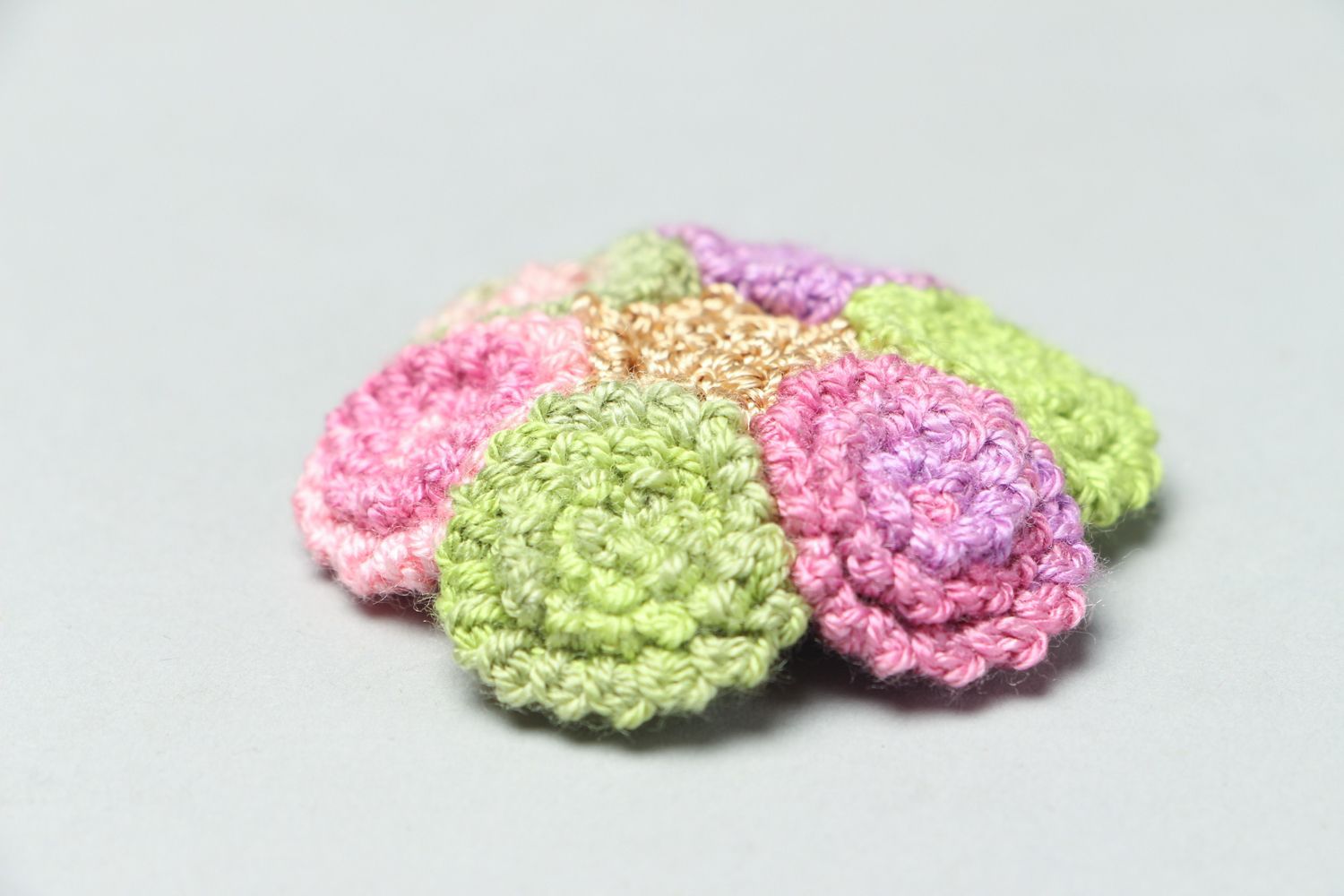 Handmade crochet brooch Colored Stones photo 2