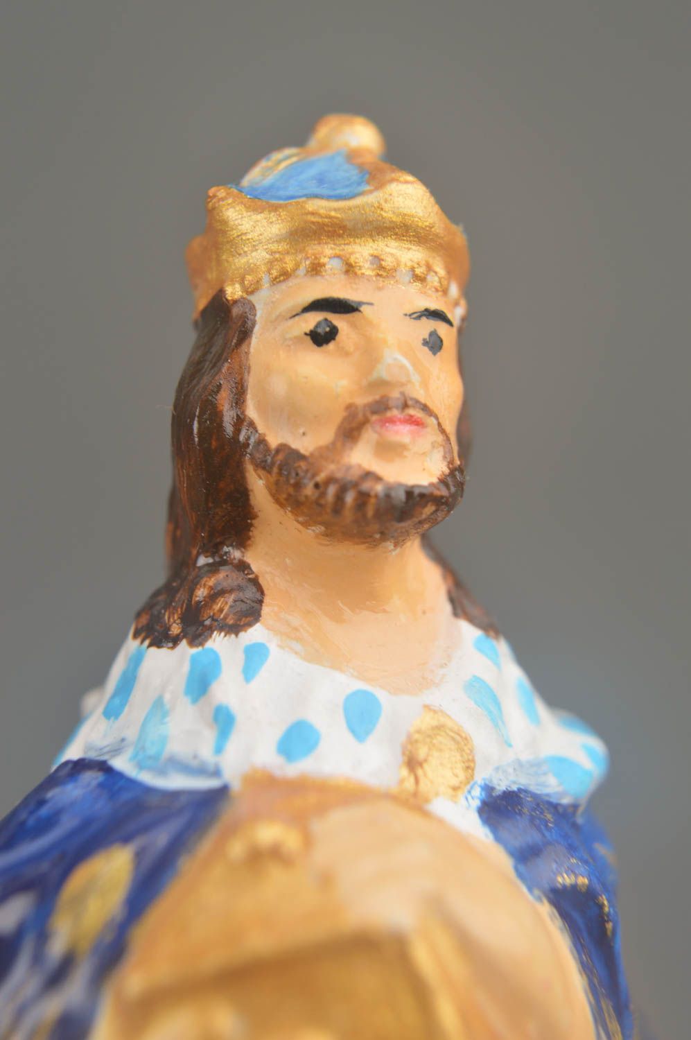 Figurita de belén figura artesanal de yeso belenes de navidad Rey mago foto 2