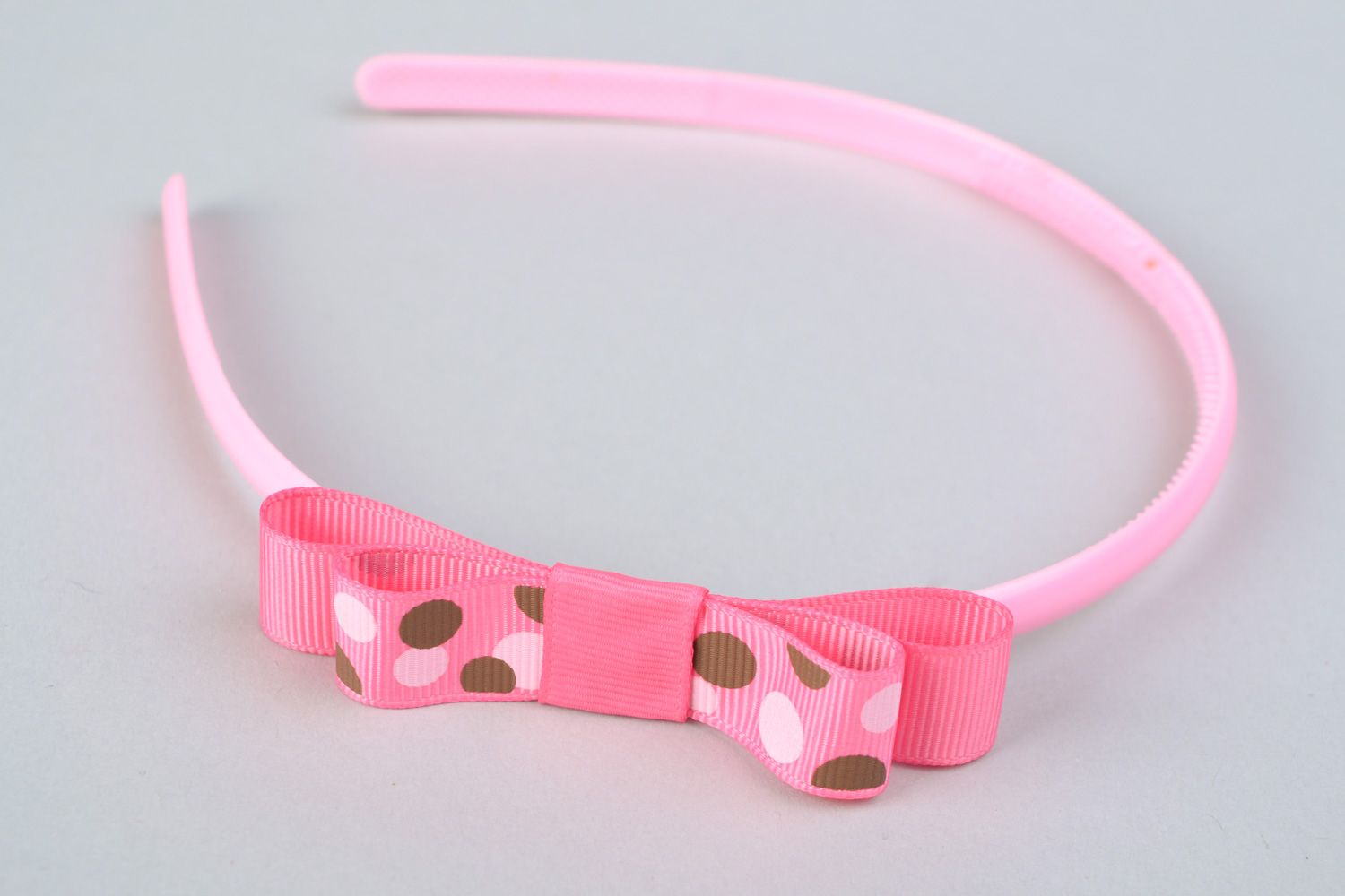 Handmade pink rep ribbon bow headband photo 1