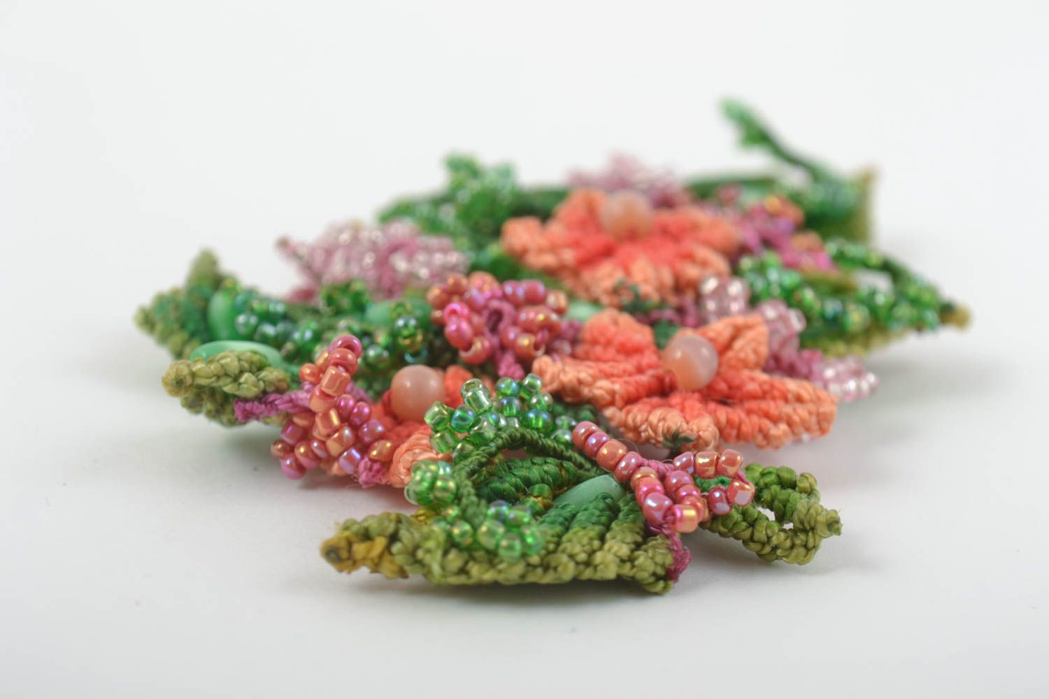 Fleurs textiles faites main Fourniture bijoux tressées macramé Loisirs créatifs photo 4