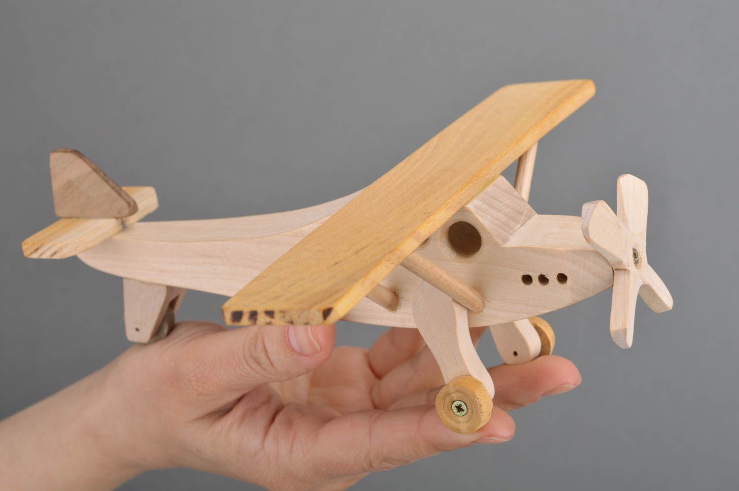 Beautiful handmade designer children's wooden toy plane eco friendly photo 3