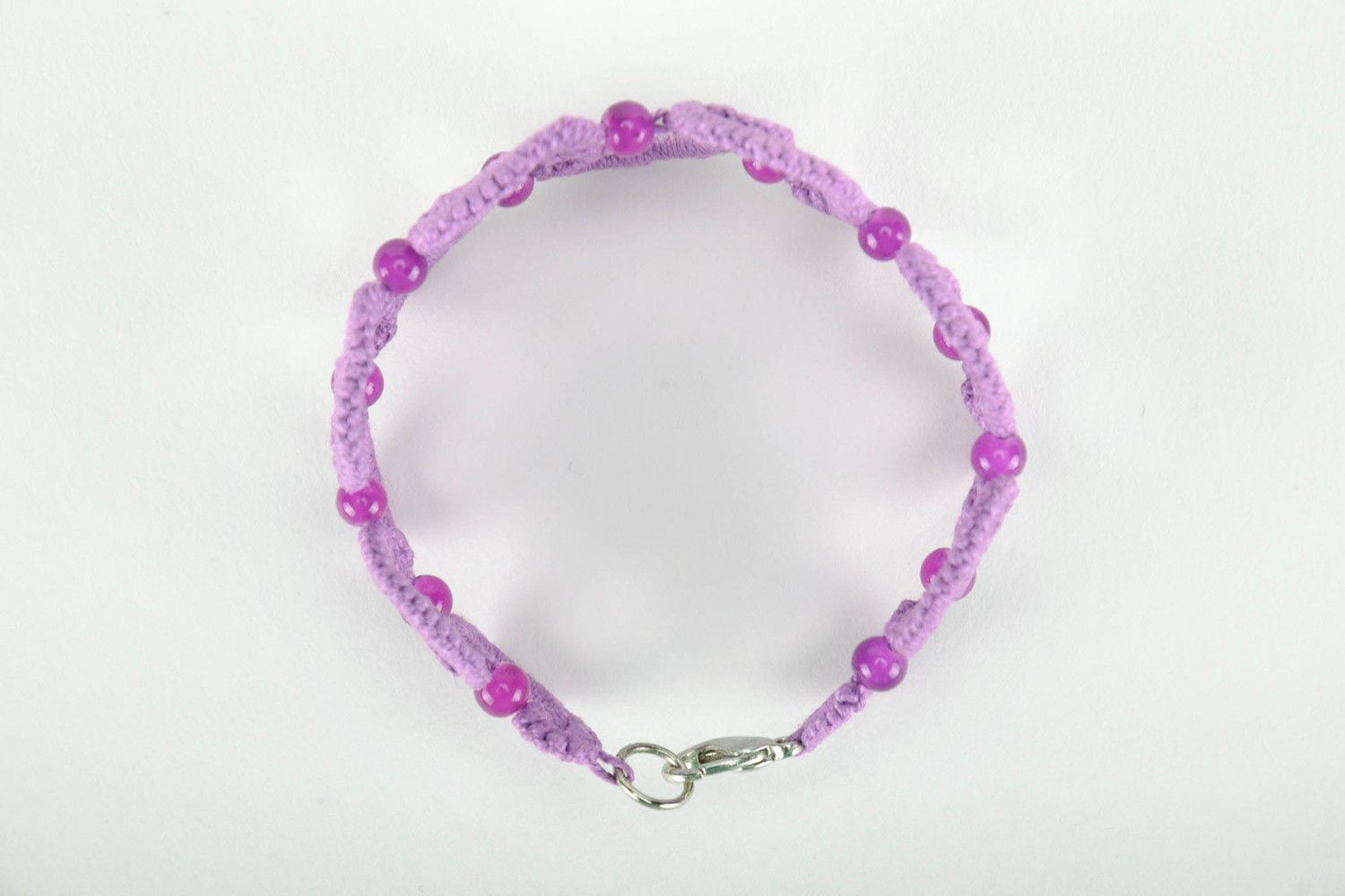 Bracelet tressé lilas fait main photo 3