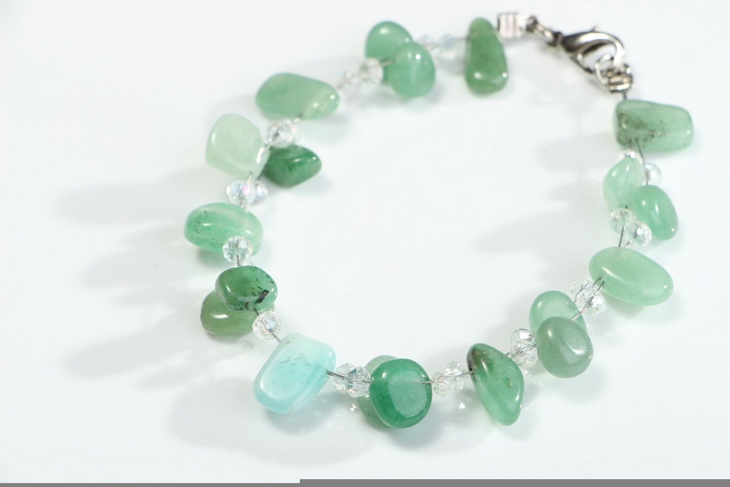 Homemade bracelet with nephrite and crystal photo 2