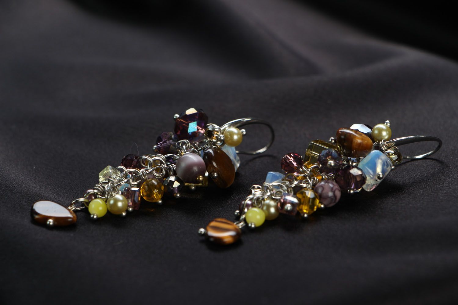 Handmade earrings with natural stones photo 2