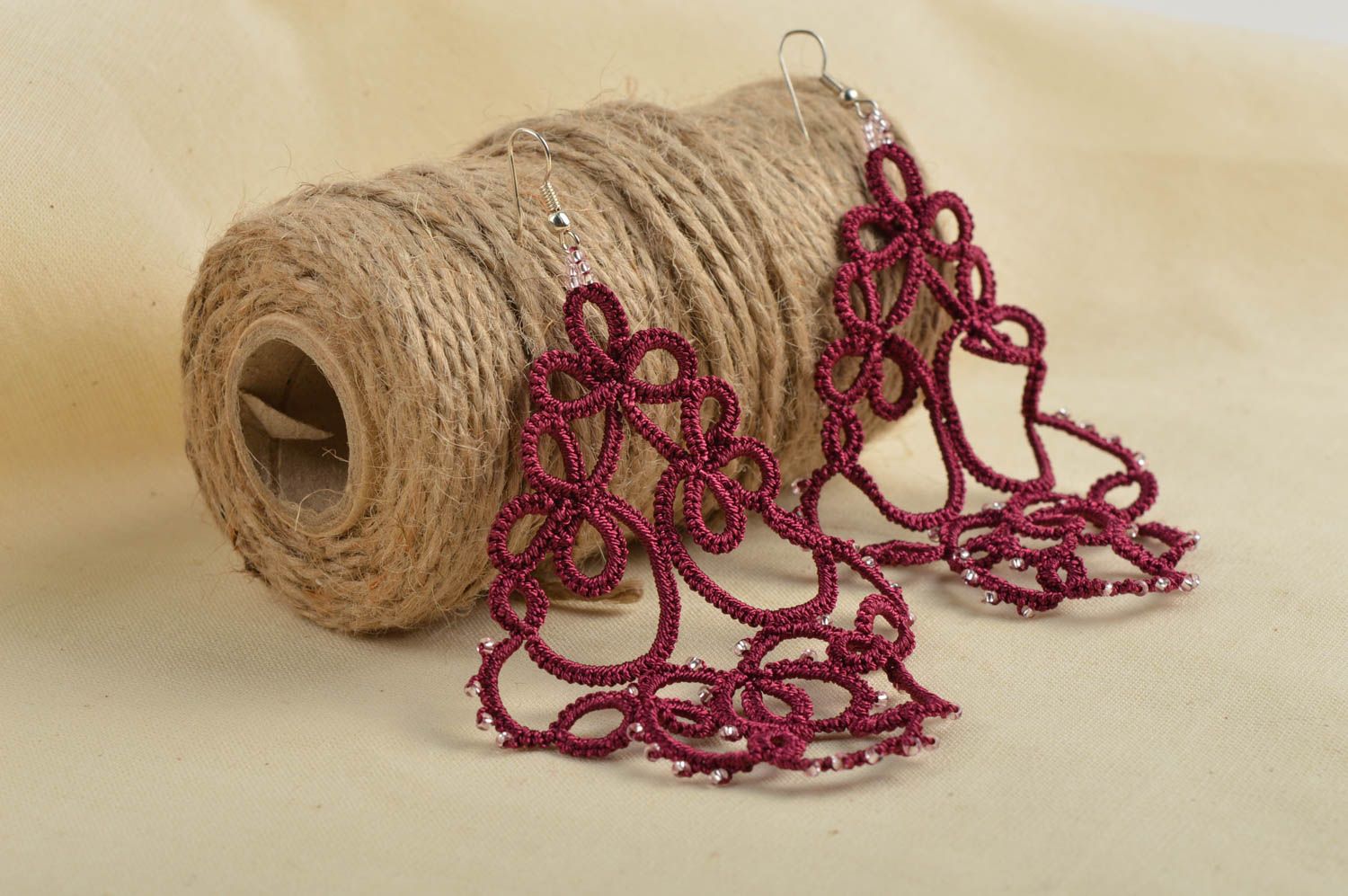 Stylish handmade textile earrings beaded earrings accessories for girls photo 1