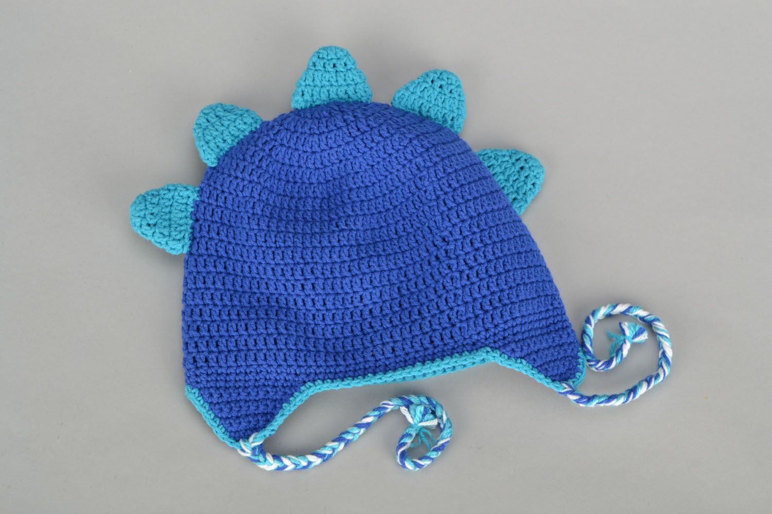 Детская шапка голубая  фото 4
