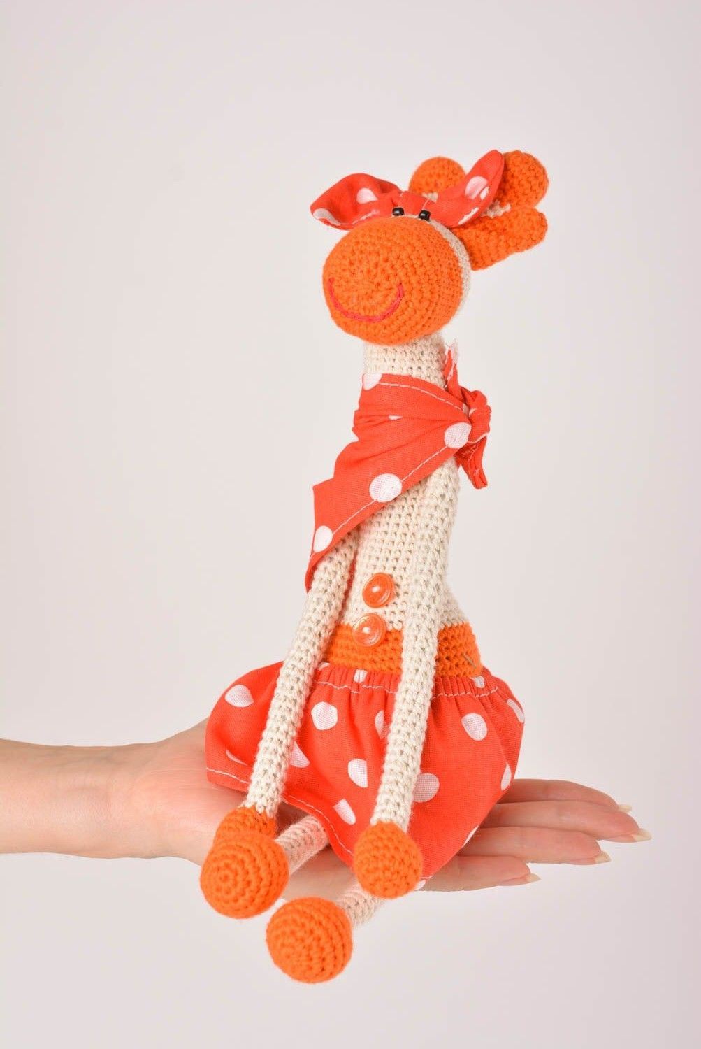 Jouet girafe Peluche faite main tricotée au crochet en laine Cadeau enfant photo 5
