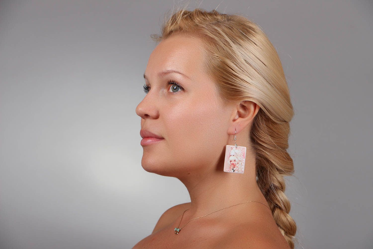 Pink decoupage earrings photo 4