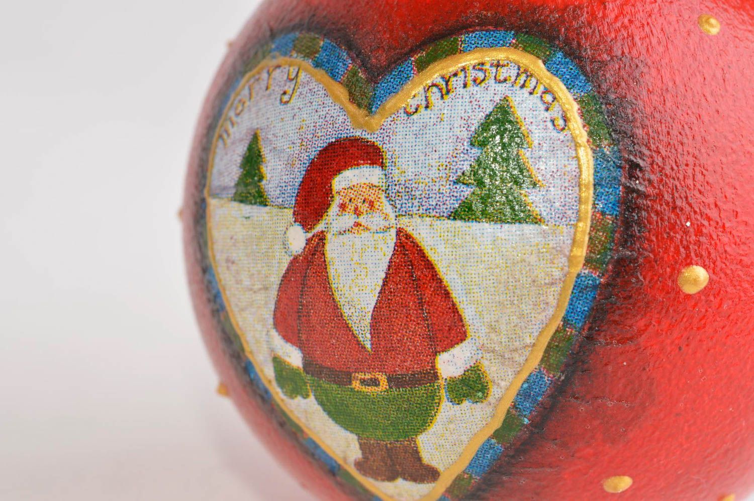 Boule Noël faite main Décoration Nouvel An rouge avec Père Noël Cadeau insolite photo 5