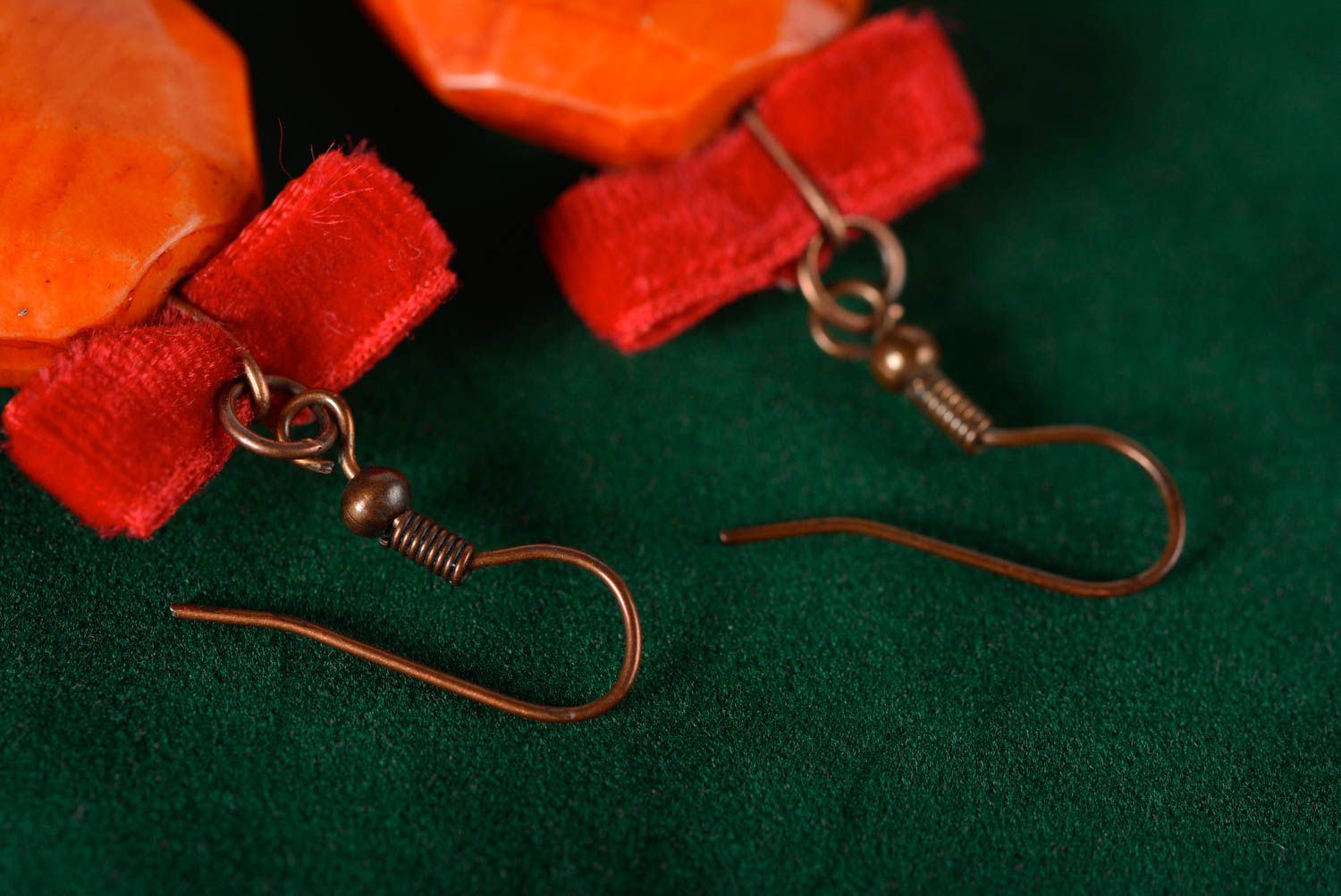 Серьги ручной работы красивая бижутерия подарок женщине модные серьги оранжевые фото 5