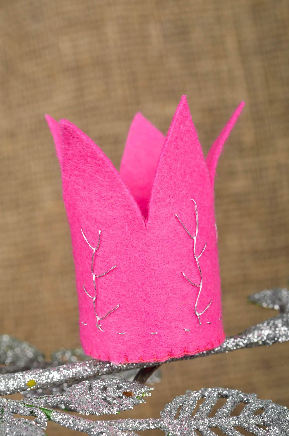 Pinza de pelo artesanal accesorio para niña regalo original Corona de color rosa foto 1