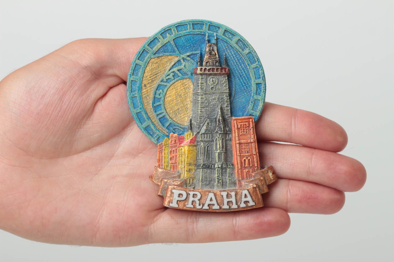 Magnete fatto a mano calamita sul frigorifero con immagine di città Praga
 foto 5