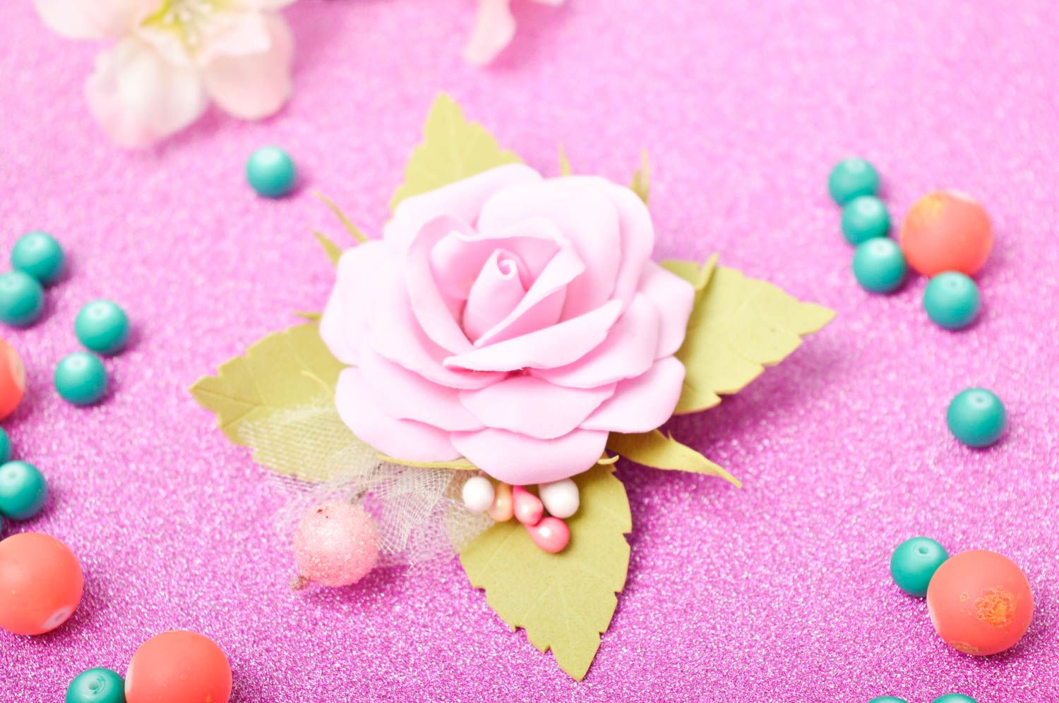 Handmade designer hair clip textile flower hair clip beautiful accessory photo 1