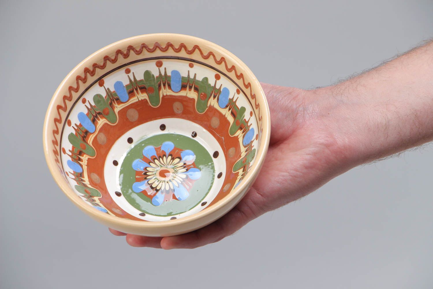 Cuenco de cerámica pintado con esmalte volumen de 400 ml artesanal foto 5