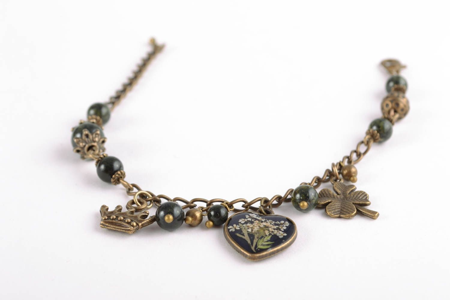 Wrist bracelet with dried flowers in epoxy resin photo 3