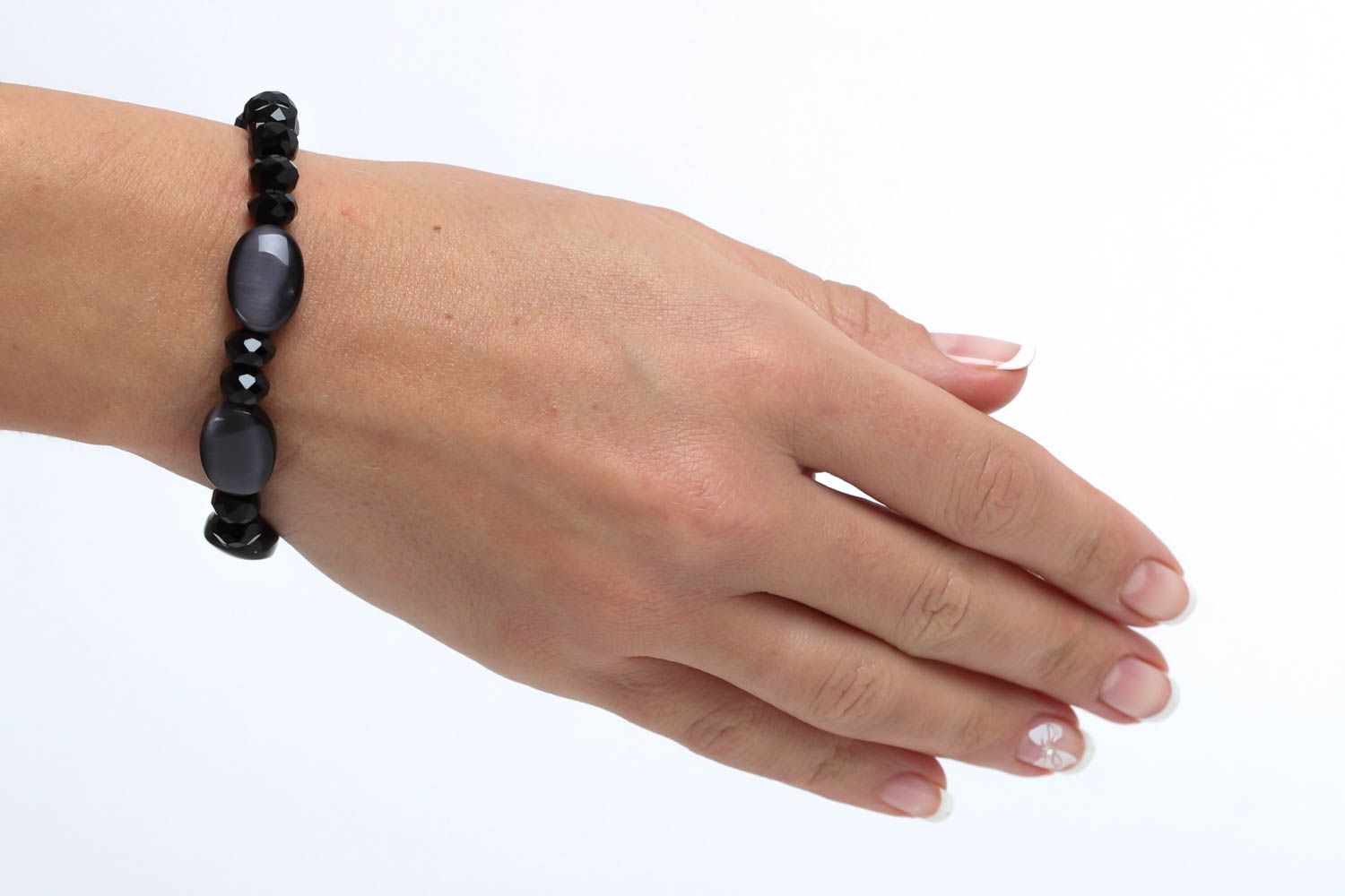 Schwarzes handgefertigtes Damen Armband Ethno Schmuck Designer Accessoire toll foto 5