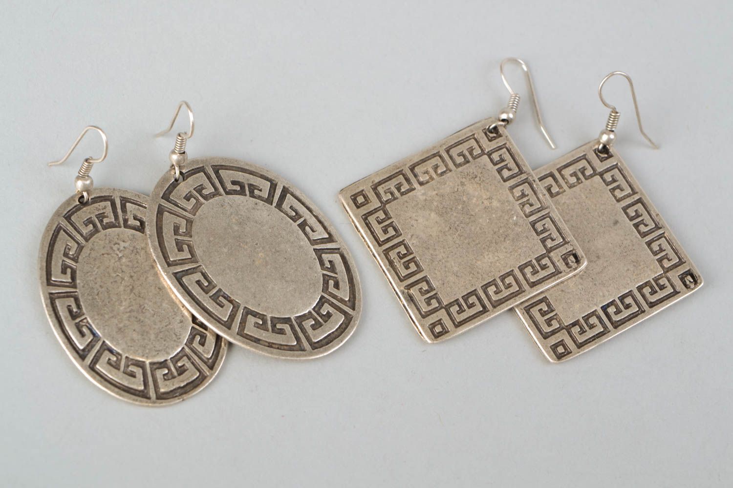 Ethnic metal earrings set 2 items photo 4