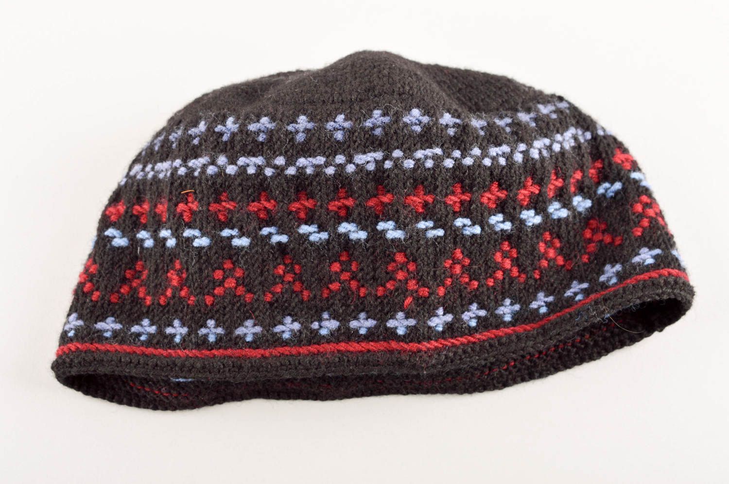 Вязаная шапка ручно работы зимняя шапка из натуральной шерсти вязаная шапочка фото 4