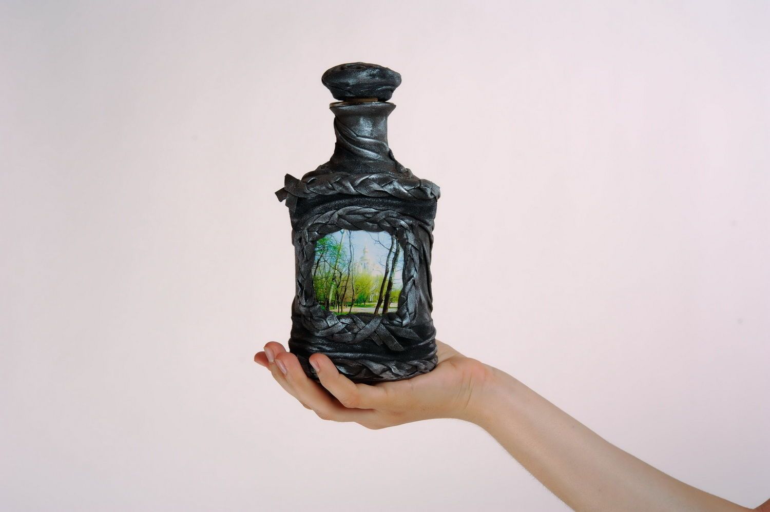 Handgemachte Flasche mit Landschaft foto 5