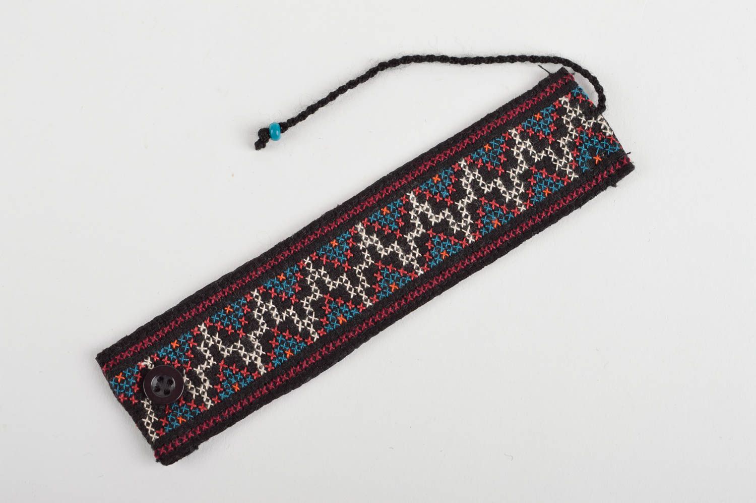 Bracelet textile Bijou fait main avec broderie large ethnique Accessoire femme photo 2