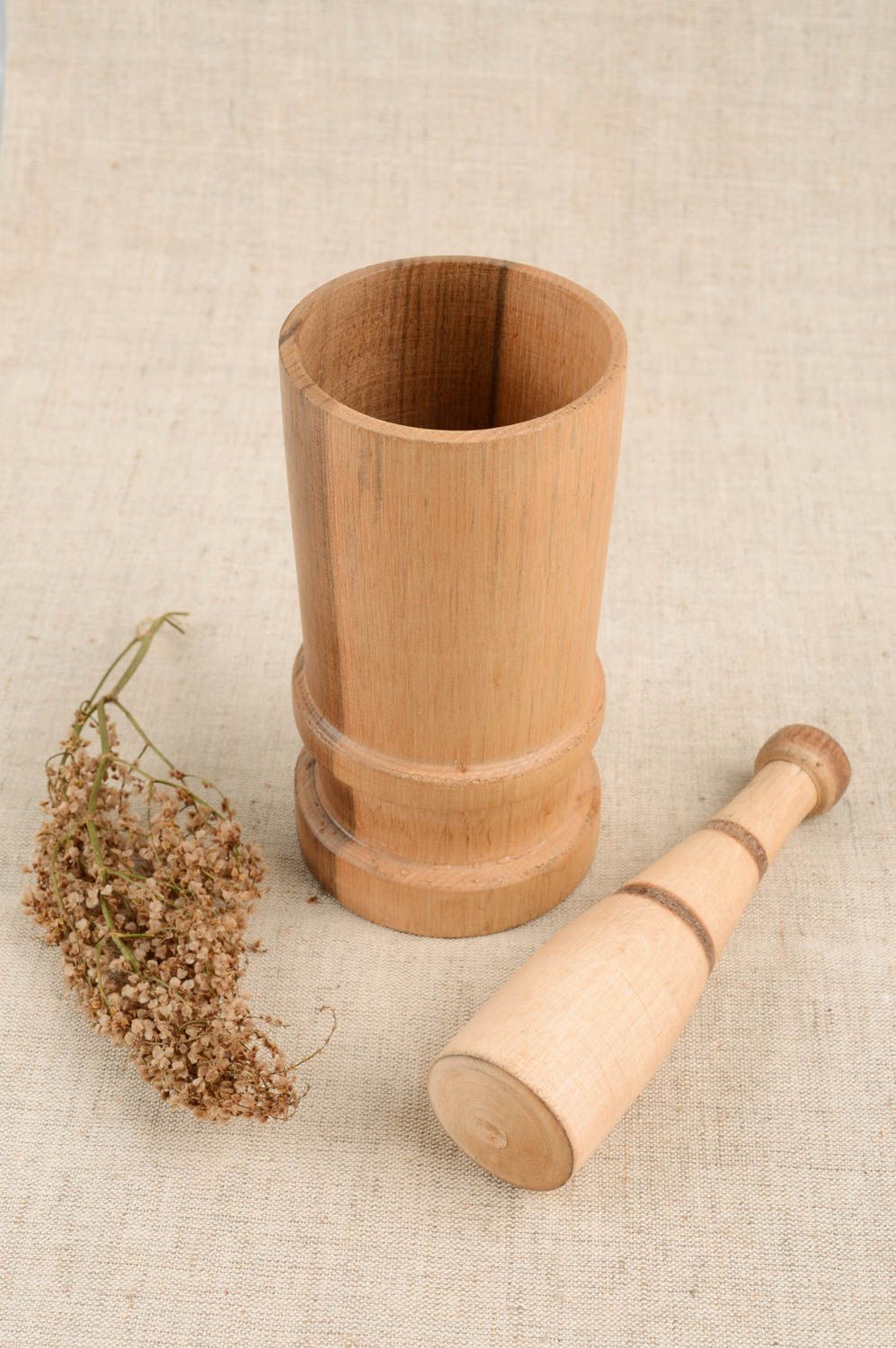 Pilon Mortier en bois fait main design de créateur Articles de cuisine photo 1