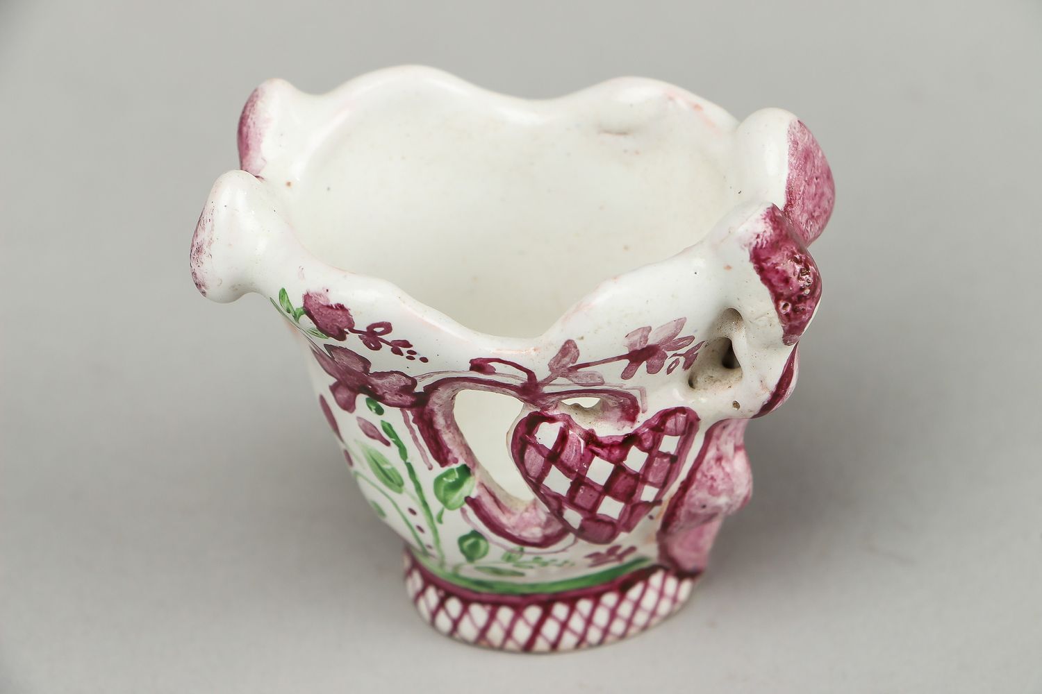 3 inches ceramic porcelain bowl vase in white and pink colors for desk décor 0,11 lb photo 2