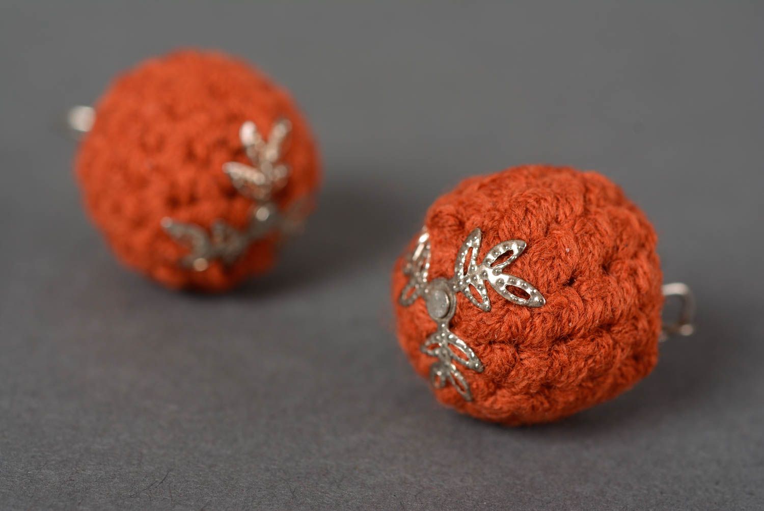 Handmade crochet earrings long earrings with charms crochet accessory  photo 2