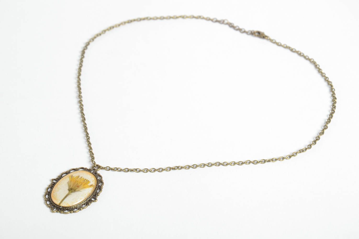 Handmade metal pendant unusual botanical jewelry designer vintage pendant photo 5