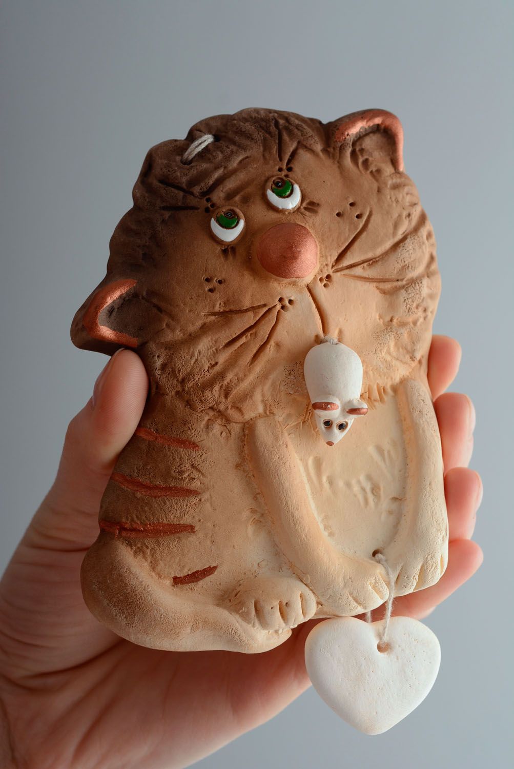 Clay fridge magnet Cat with Mouse photo 4