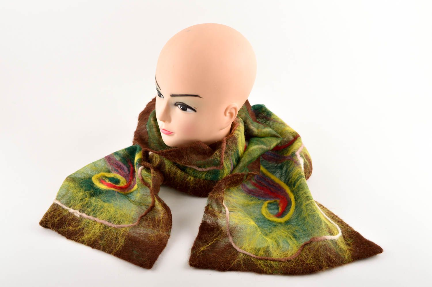 Теплый шарф ручной работы шарф из шерсти женский аксессуар валяный шарф фото 1
