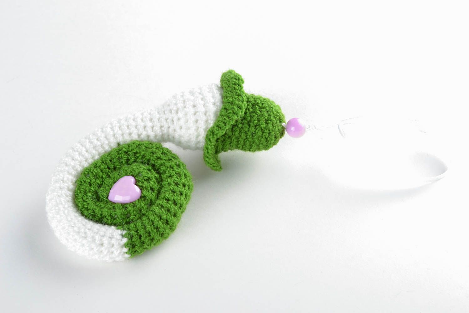 Peluche tricotée au crochet pour enfant Escargot vert photo 3