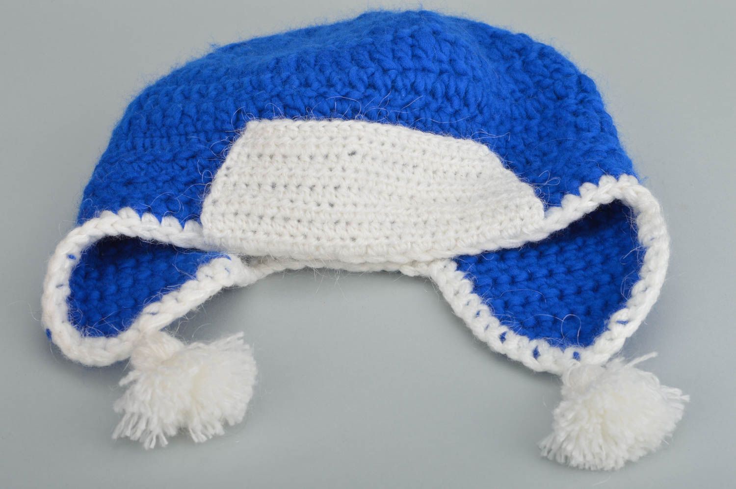 Bonnet bleu Chapeau bébé fait main Accessoires tricot au crochet cadeau photo 2