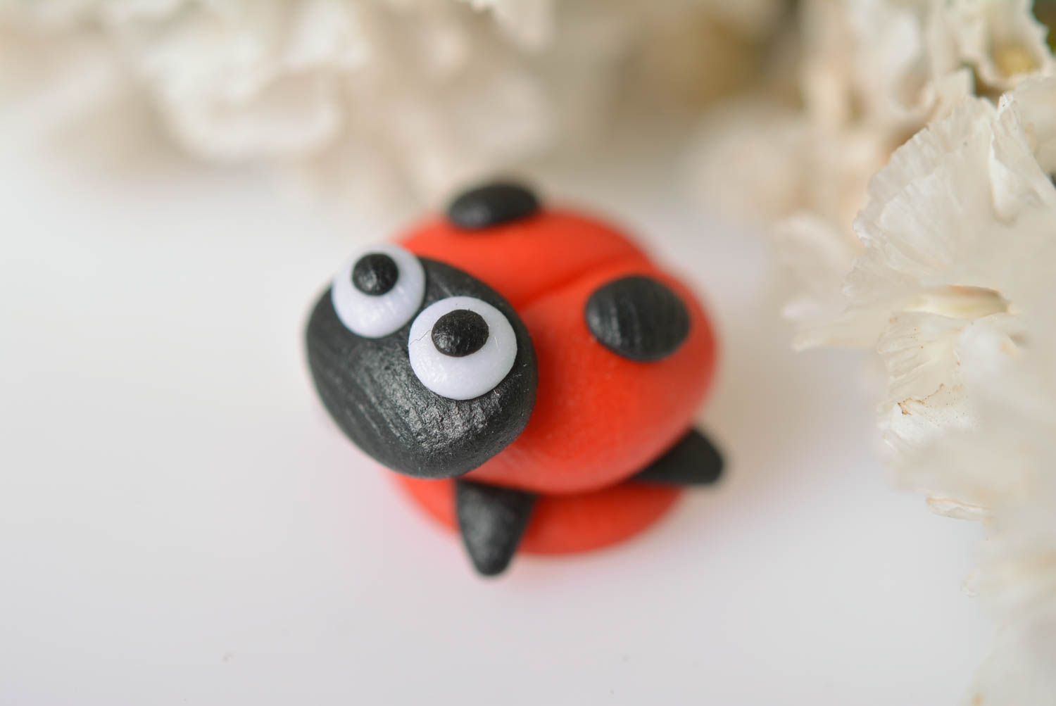 Handmade plastic figurine unique designer ladybug statuette stylish interior toy photo 2