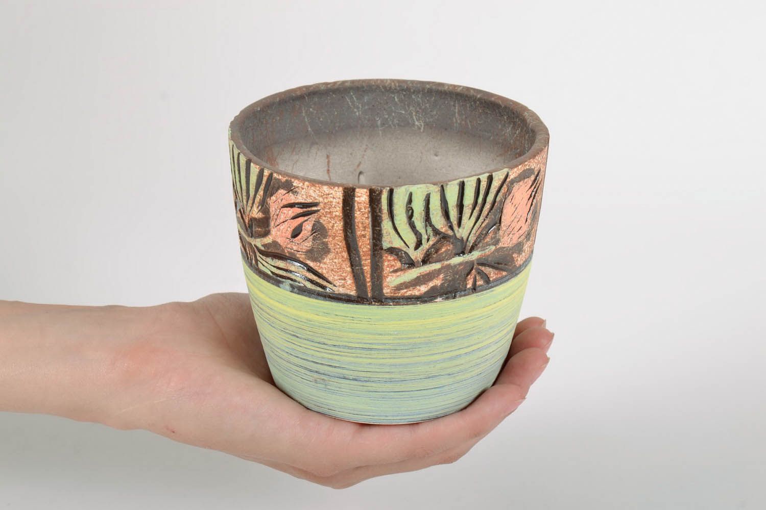 Pot de fleurs en céramique avec soucoupe photo 5