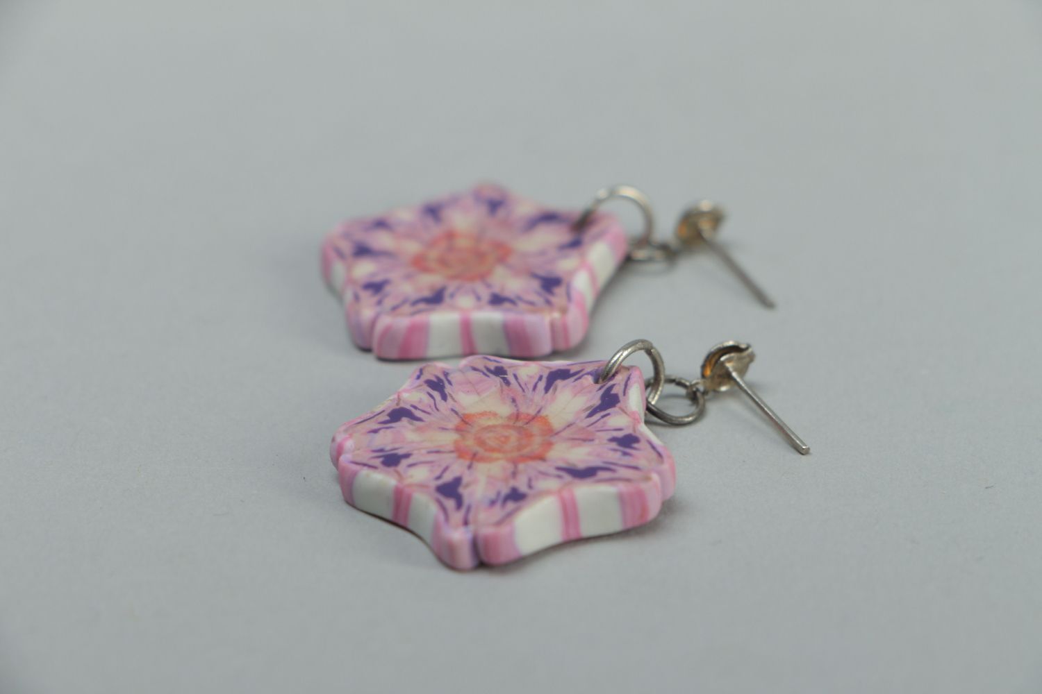 Polymer clay floral earrings photo 2