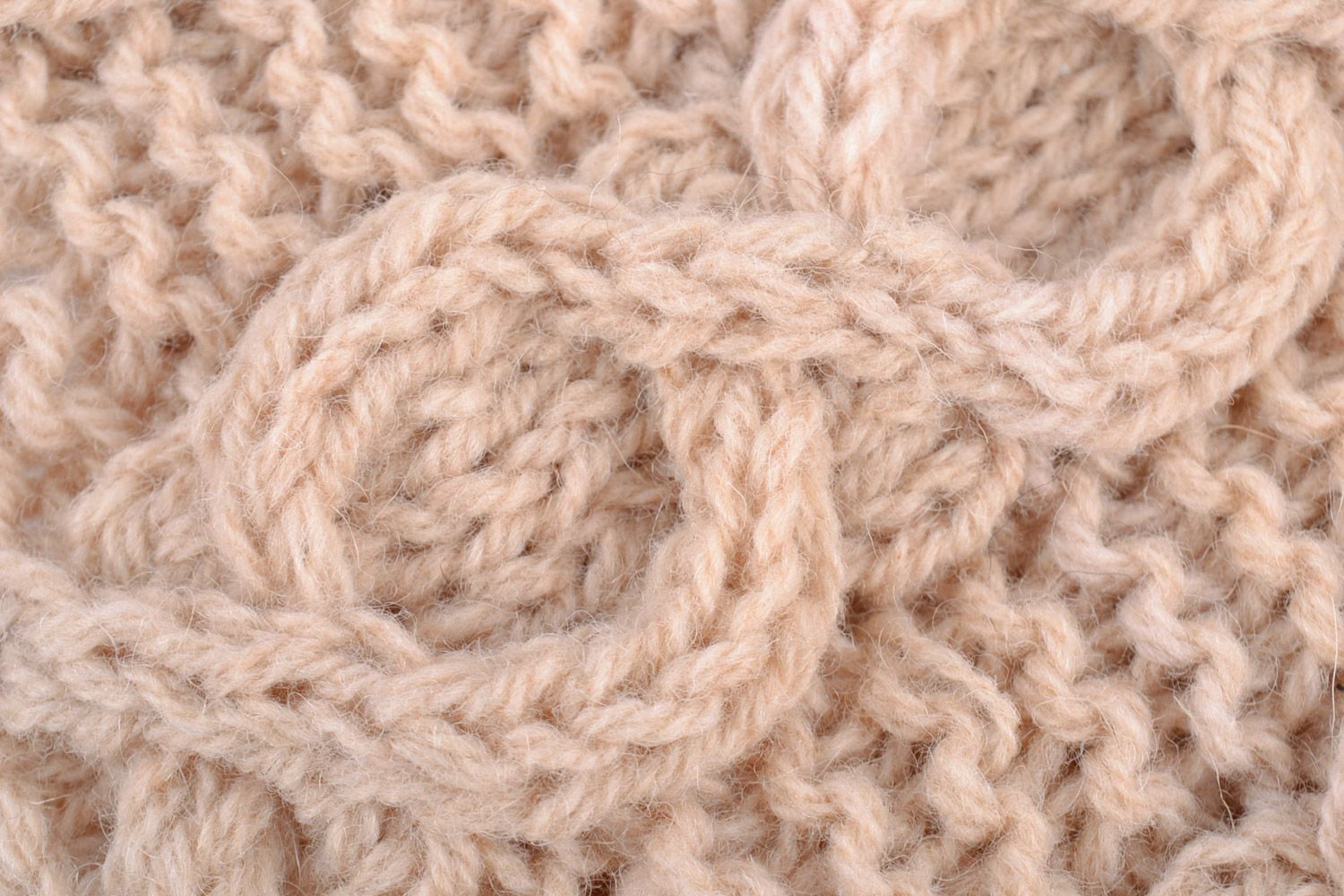 Housse de coussin tricotée en mi-laine beige ajourée fermeture éclair faite main photo 5