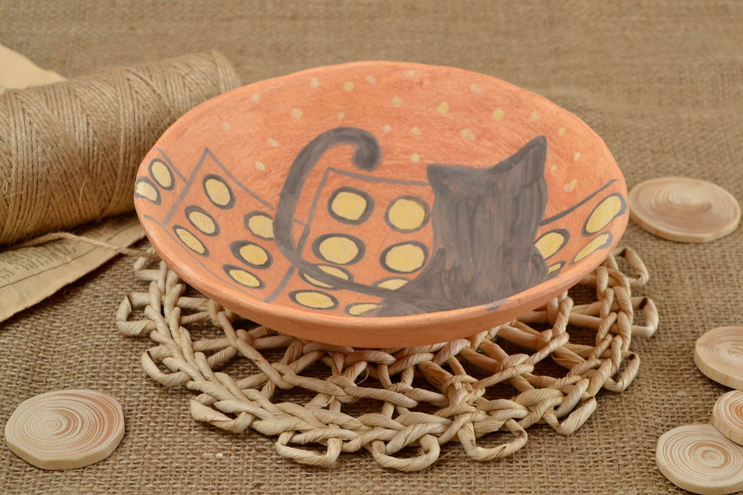 Handmade ceramic bowl clay plate eco friendly kitchen plate ceramic bowl photo 1