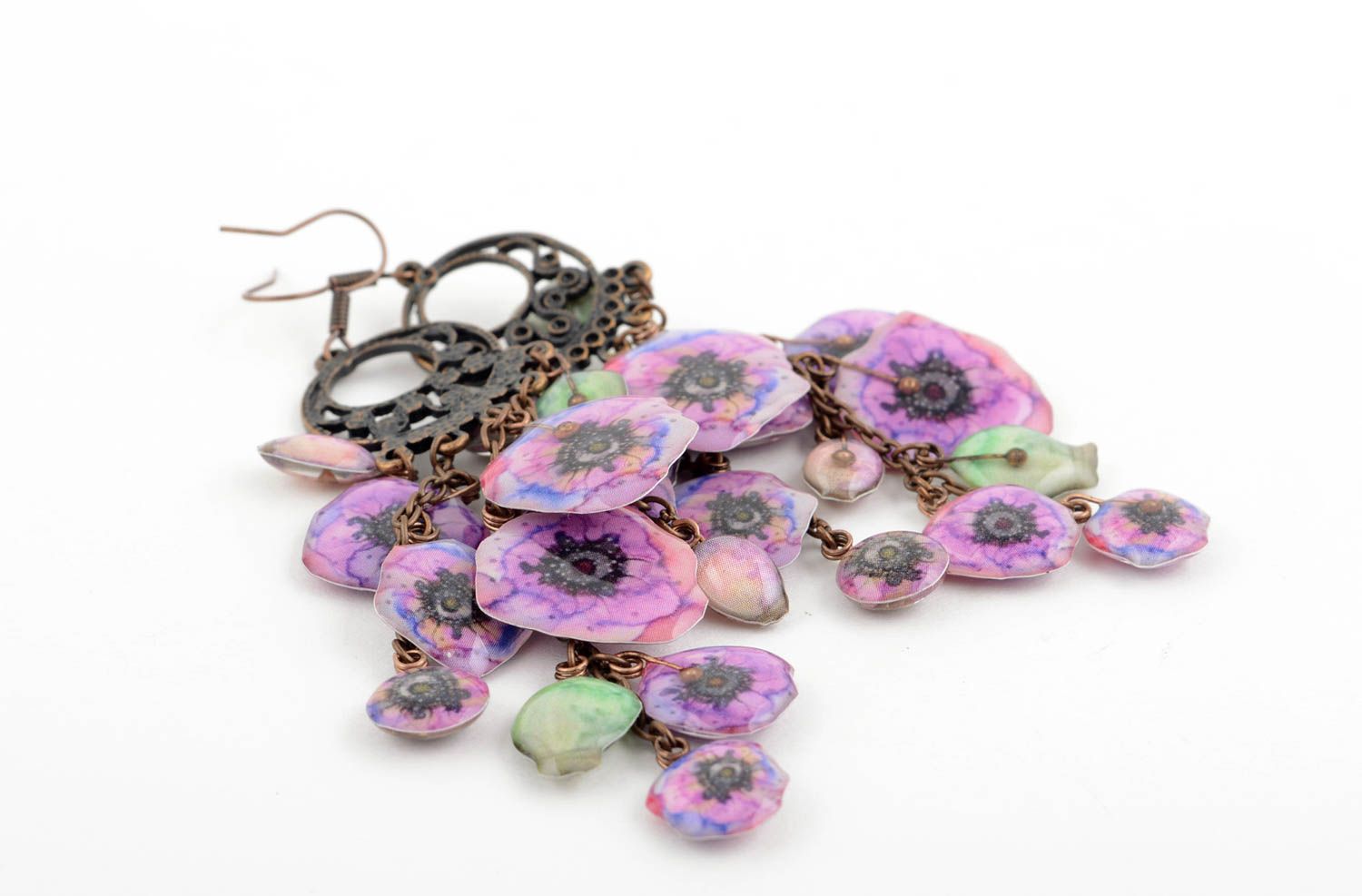 Beautiful long earrings handmade earrings with charms beautiful accessory photo 4