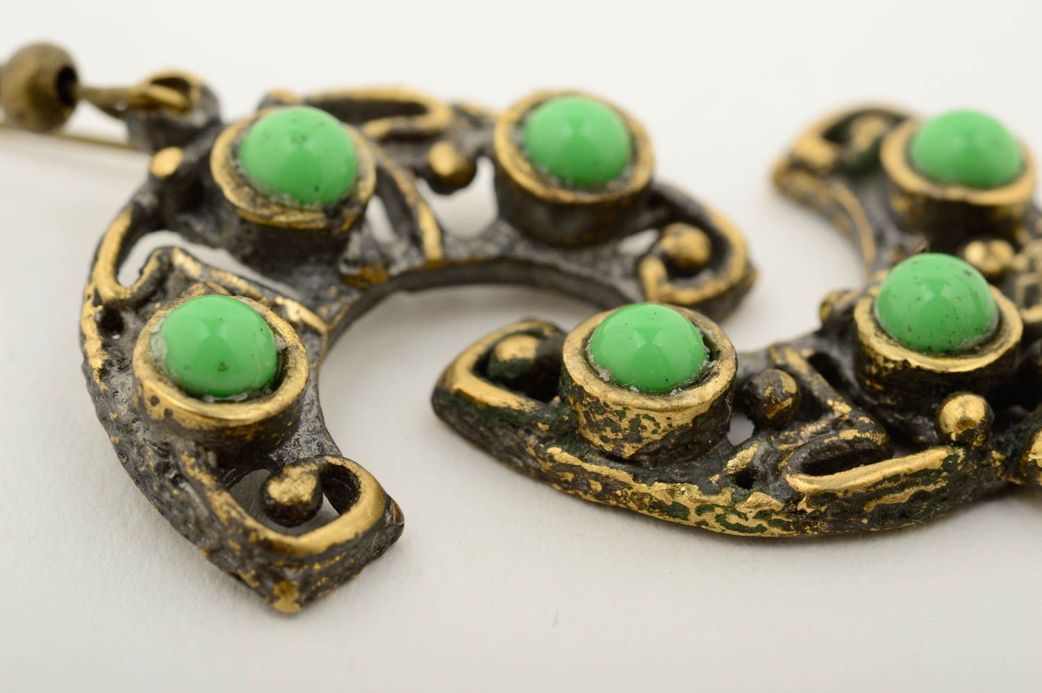 Handmade bronze earrings with natural stones handmade bronze accessories photo 5