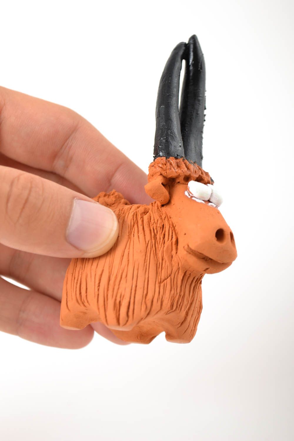 Коллекционная фигурка ручной работы игрушка из глины фигурка животного козленок фото 5