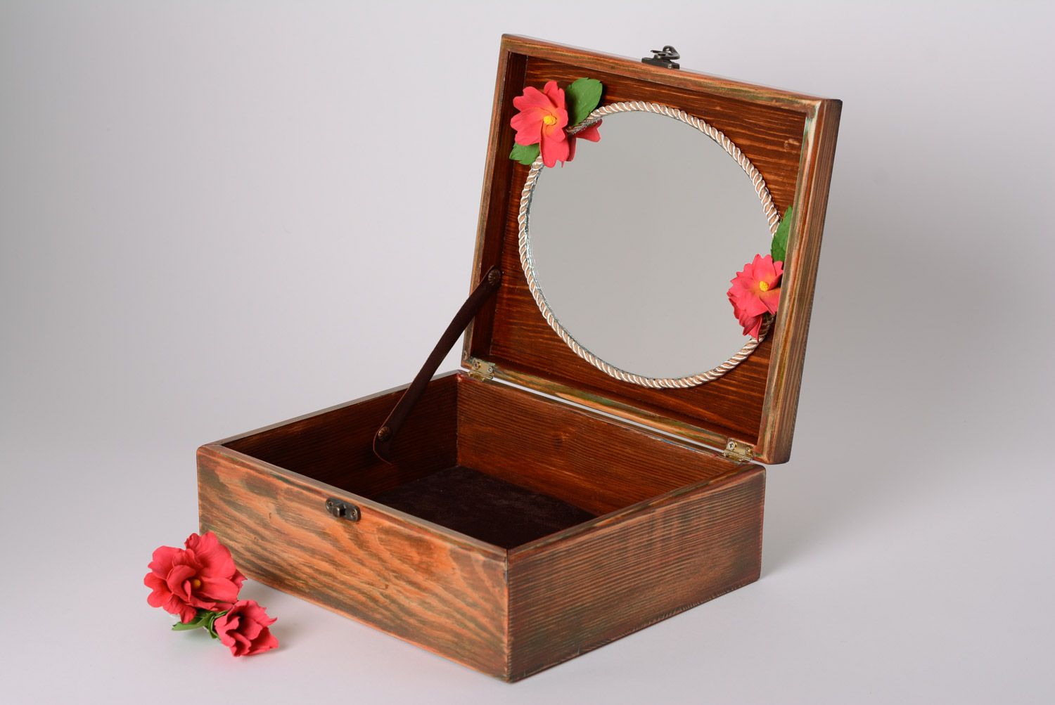 Handmade decoupage rectangular wooden jewelry box and hair clip set photo 2