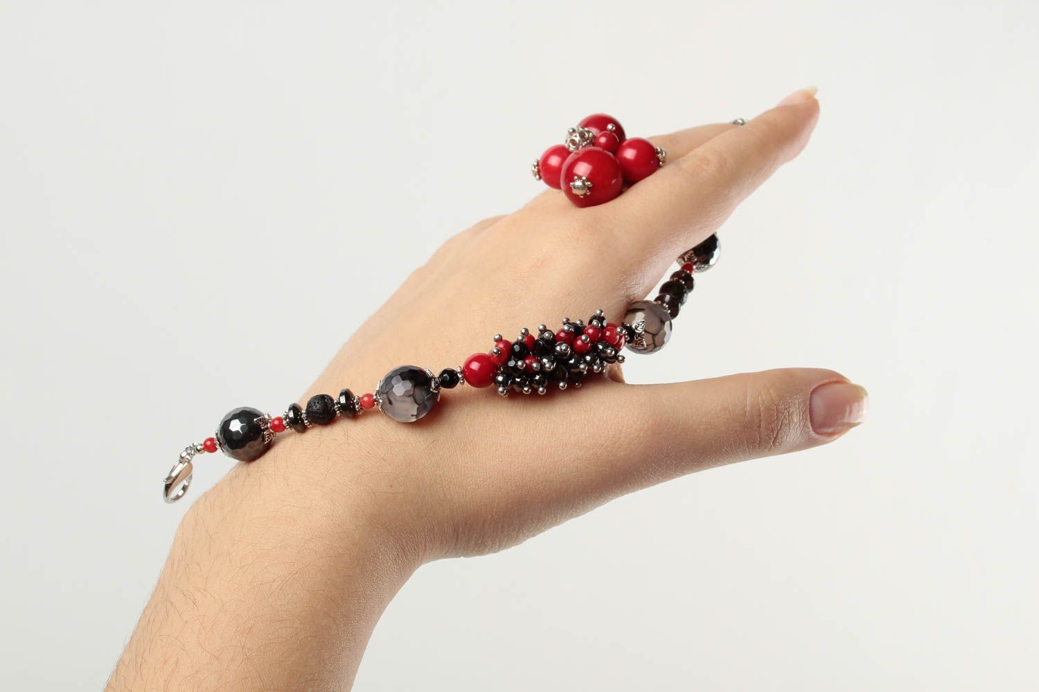 Natural stone jewelry handmade bracelet coral ring designer bracelet for women photo 1